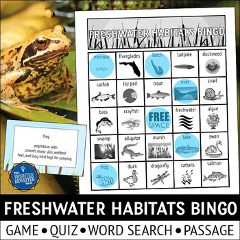 Preview of Freshwater Habitats Bingo Game and Activities