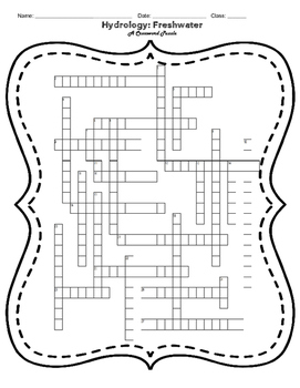 Preview of Freshwater & Water Cycle Crossword Puzzle