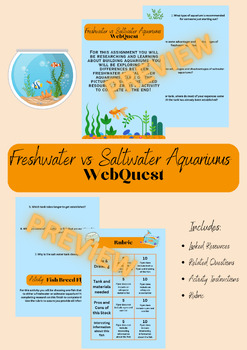 Preview of Freshwater vs Saltwater Aquariums WebQuest