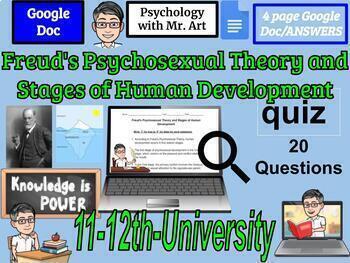 Preview of Freud's Psychosexual Theory, Stages Human Development, 11th/12th/college 20 T/F