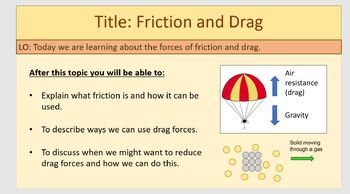 Preview of Friction and Drag Forces ~ KS3 ~ Year 7