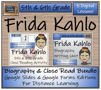 Preview of Frida Kahlo Biography & Close Reading Bundle Digital & Print | 5th & 6th Grade