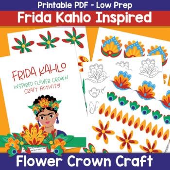 Preview of Women's History Month | Frida Kahlo BUNDLE - Flower Crown & Virtual Field Trip