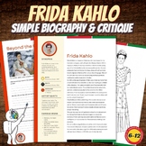 Frida Kahlo Biography Sheet, Critique, Coloring Sheet, Hig