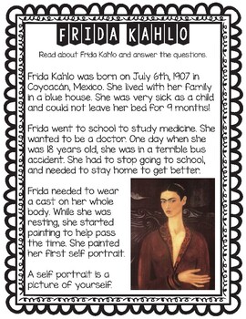 Preview of Frida Kahlo Biography and Questions