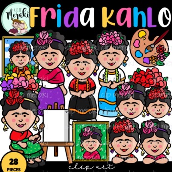 Preview of Frida Kahlo Clip Art Set. Toppers. Mexican