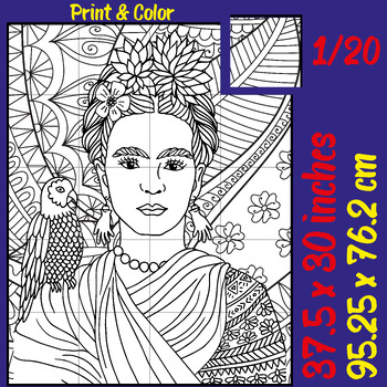 Preview of Frida Kahlo Coloring Poster Activity for Hispanic Heritage Month, Cinco de Mayo