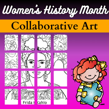 Preview of Frida Kahlo Collaborative Coloring Poster Craft Board  | Women's History Month