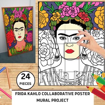 Preview of Frida Kahlo Collaborative Poster Mural Project - Hispanic Heritage Month