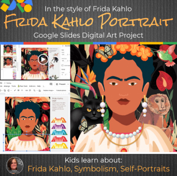 Preview of Frida Kahlo Digital Art Lesson - Interactive Google - Middle, High School Art