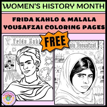 Preview of Frida Kahlo & Malala Yousafzai Coloring Pages | Women's history month Activities