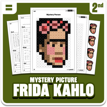 Preview of Frida Kahlo Math Mystery Picture - Grade 2 Operations - Hispanic Heritage Month