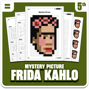 Preview of Frida Kahlo Math Mystery Picture - Grade 5 Operations - Hispanic Heritage Month