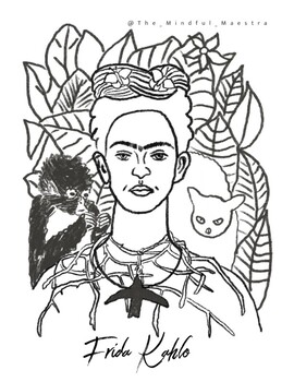Frida Kahlo Poster and Coloring Sheet by The Mindful Maestra | TpT