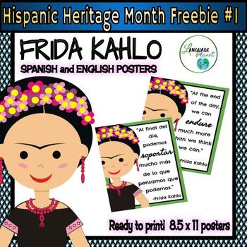 Preview of Frida Kahlo Posters - Hispanic Heritage Month Freebie