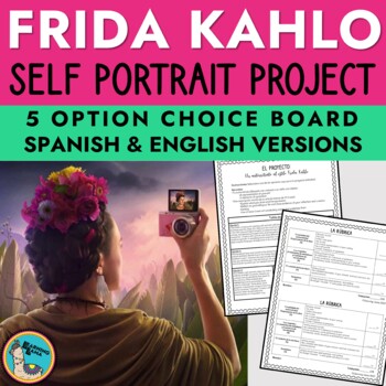 Preview of Frida Kahlo Project Self Portrait Choice Board Spanish & English