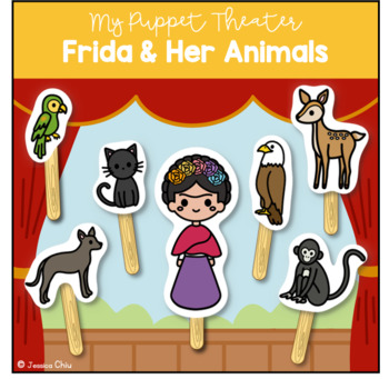 Preview of Frida Kahlo Reader's Theater Stick Puppets | Script, Craft & Writing Activities