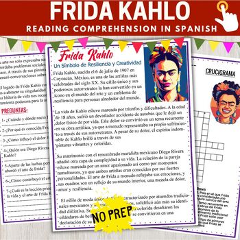 Preview of Frida Kahlo Reading Comprehension in Spanish Digital and Print