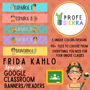 Preview of Frida Kahlo Spanish Google Classroom Banners/Headers