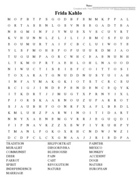 Preview of Frida Kahlo Word Search