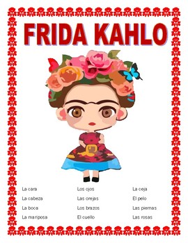 Preview of Frida Kahlo-Word Search & Body Parts in Spanish Double Puzzle-Dia de la Mujer