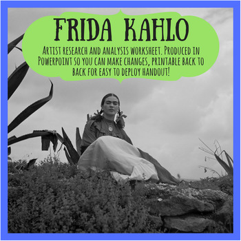 Preview of Frida Kahlo artist research and analysis worksheet