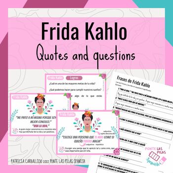 Preview of Frida Kahlo quotes with questions in Spanish for Junior and Senior Year
