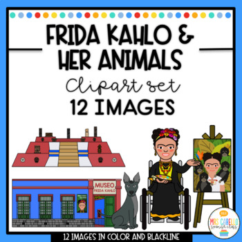 Preview of Frida Kahlo and her animals - Clipart Set