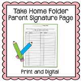 Friday Folder Parent Signature Page - EDITABLE