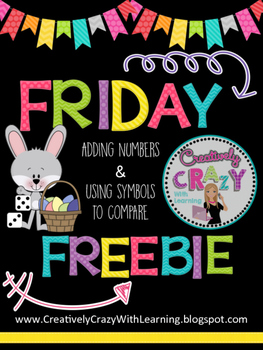 Preview of Friday Freebie Bunny Roll Two Digit Dice Game Comparing Numbers Using Symbols