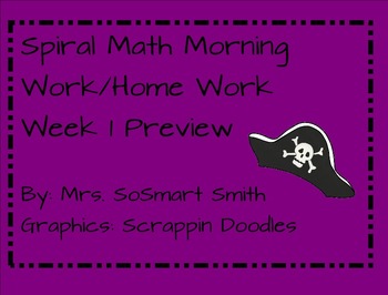 Preview of *Freebie* Week 1 Math Homework SB