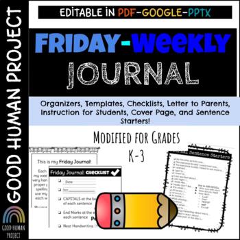 Preview of Weekly Friday Journal | K-3 | Differentiated | Digital & Print | Editable