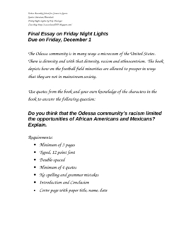 friday night lights argumentative essay