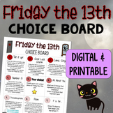 Friday the 13 Choice Board Fun Art Writing Activities for 
