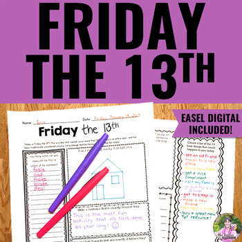 Preview of Friday the 13th Activities - 13 Challenges - Reading Passage and Writing Prompts