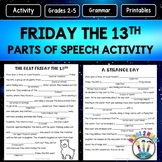 Friday the 13th Activities Parts of Speech Worksheets Mad Libs