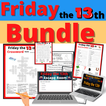 Preview of Friday the 13th Bundle Word Puzzles Writing Prompts No Prep Fun Day