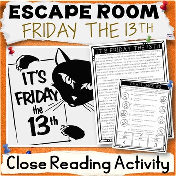 Preview of Friday the 13th Escape Room - Superstitions Close Reading Comprehension Passages