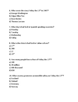 Friday the 13th Facts, Worksheets & Origin For Kids