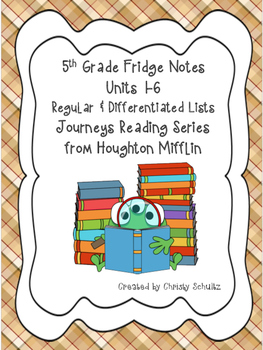 Preview of 5th Grade Spelling & Vocab. Lists for Journeys 2017 Reading Series- All Units