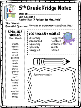 5th Grade Spelling & Vocab. Lists for Journeys 2017 Reading Series- All