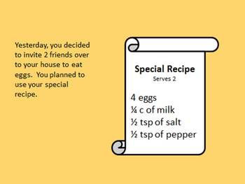Preview of Fried Eggs and Friends: Recipe Measurements and Fractions