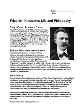 Preview of Friedrich Nietzsche Printable Info Guide