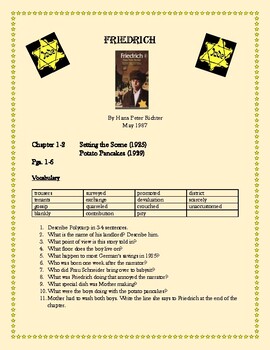 Preview of Friedrich Novel Study Packet: Vocabulary and Questions for Guided Reading