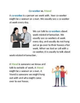 Preview of Friend vs. Co-worker Social Story