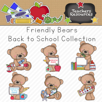 cute school bear clipart