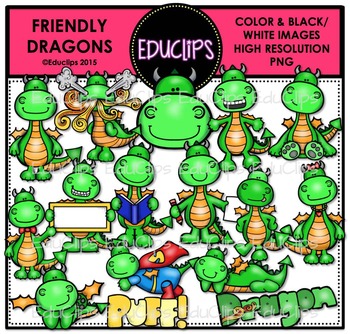 Preview of Friendly Dragons Clip Art Bundle {Educlips Clipart}