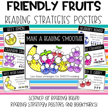 Preview of Friendly Fruits- SOR Based Reading Strategy Posters & Bookmarks