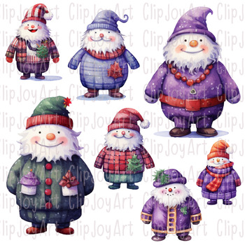 Preview of Friendly Holiday Yetis Watercolor Clip Art-ClipJoyArt