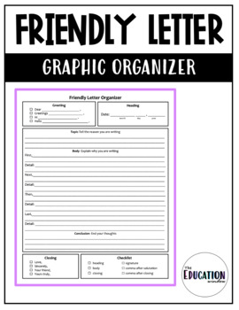 Preview of Friendly Letter Graphic Organizer